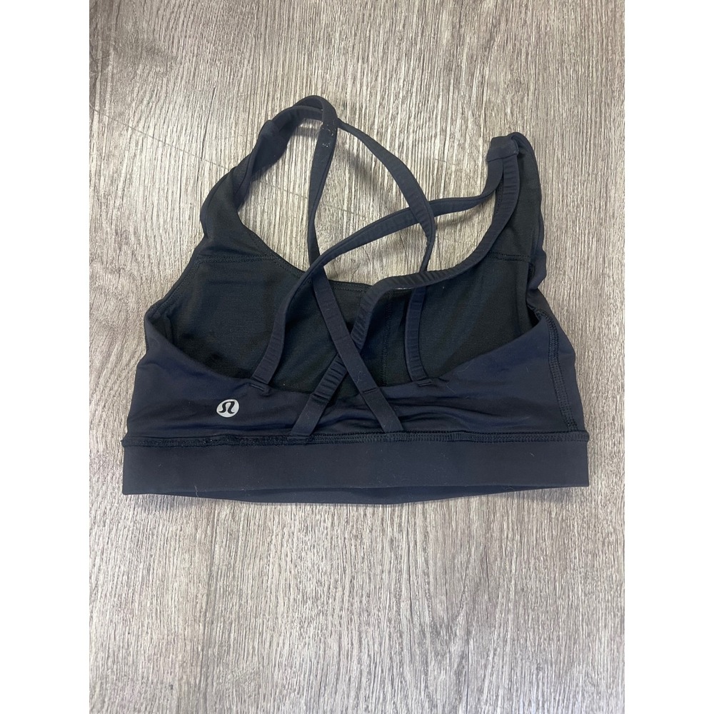 Lululemon Energy Bra Black Strappy Criss Cross Back Sports Bra Size 2